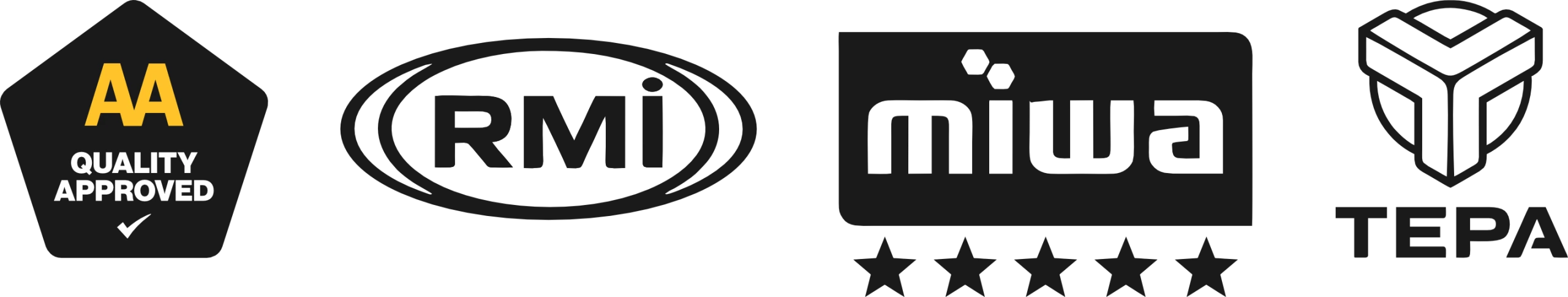 AA Quality Approved, RMI member, MIWA five-star, TEPA member